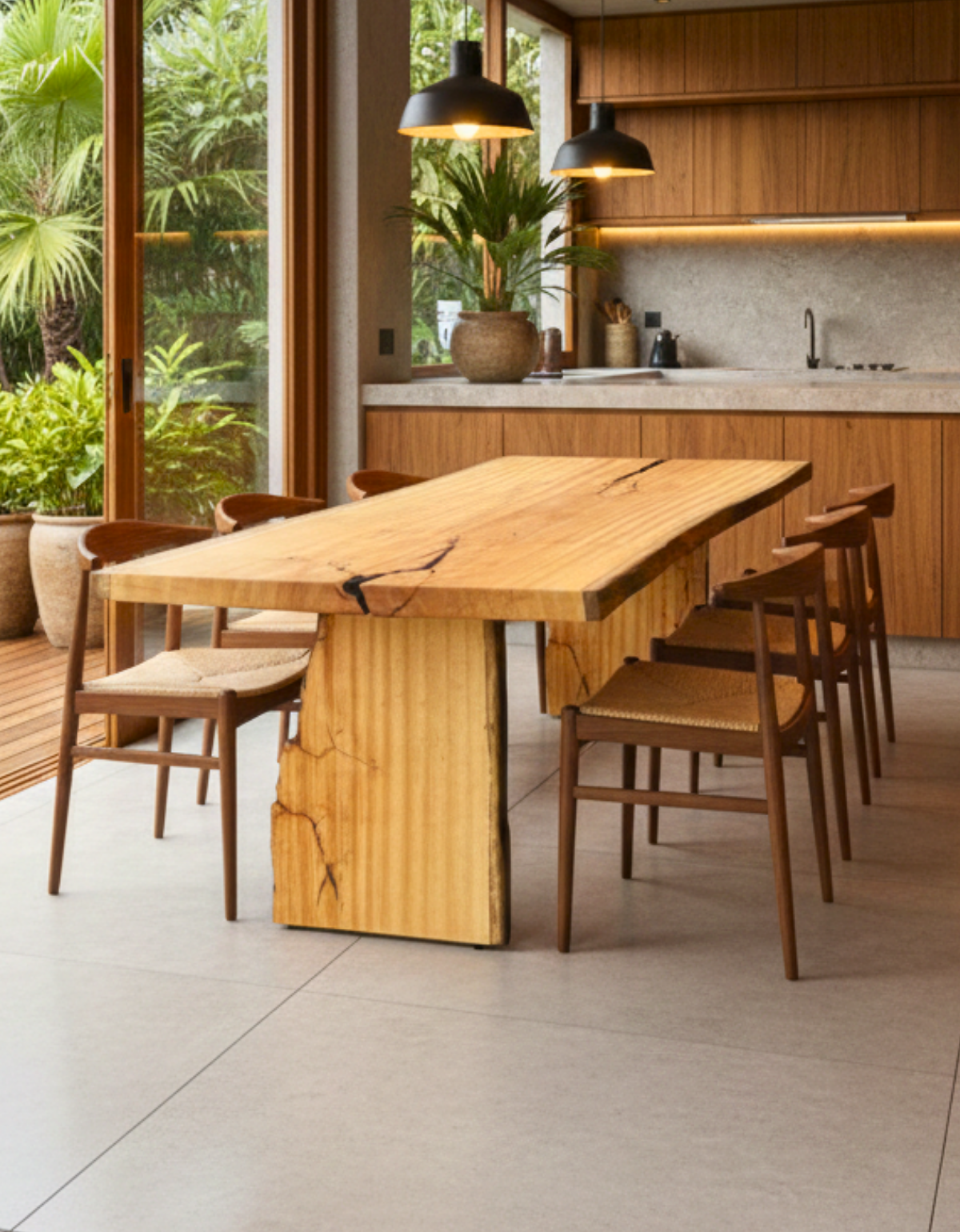 Mesa de Jantar Orgânica Pequiá 8 lugares - Prancha Única Borda Orgânica