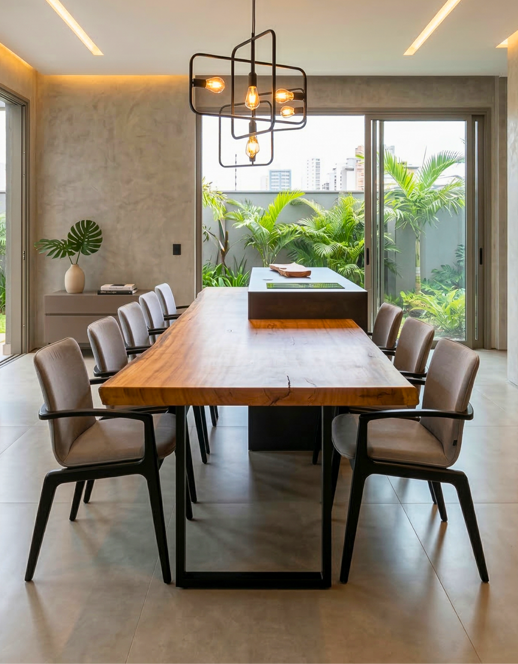 Mesa de Madeira Maciça para Ilha de Cozinha Integrada - 3,00m x 95cm