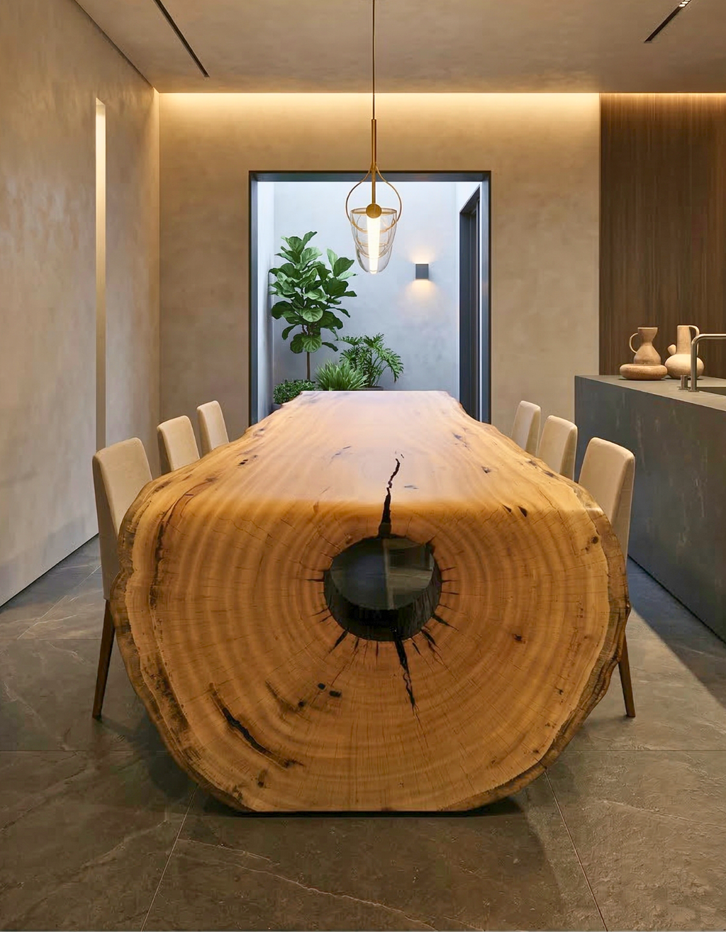 Mesa de Jantar Cascata Pequiá para 3,00m - Borda Natural Orgânica Casa Garra