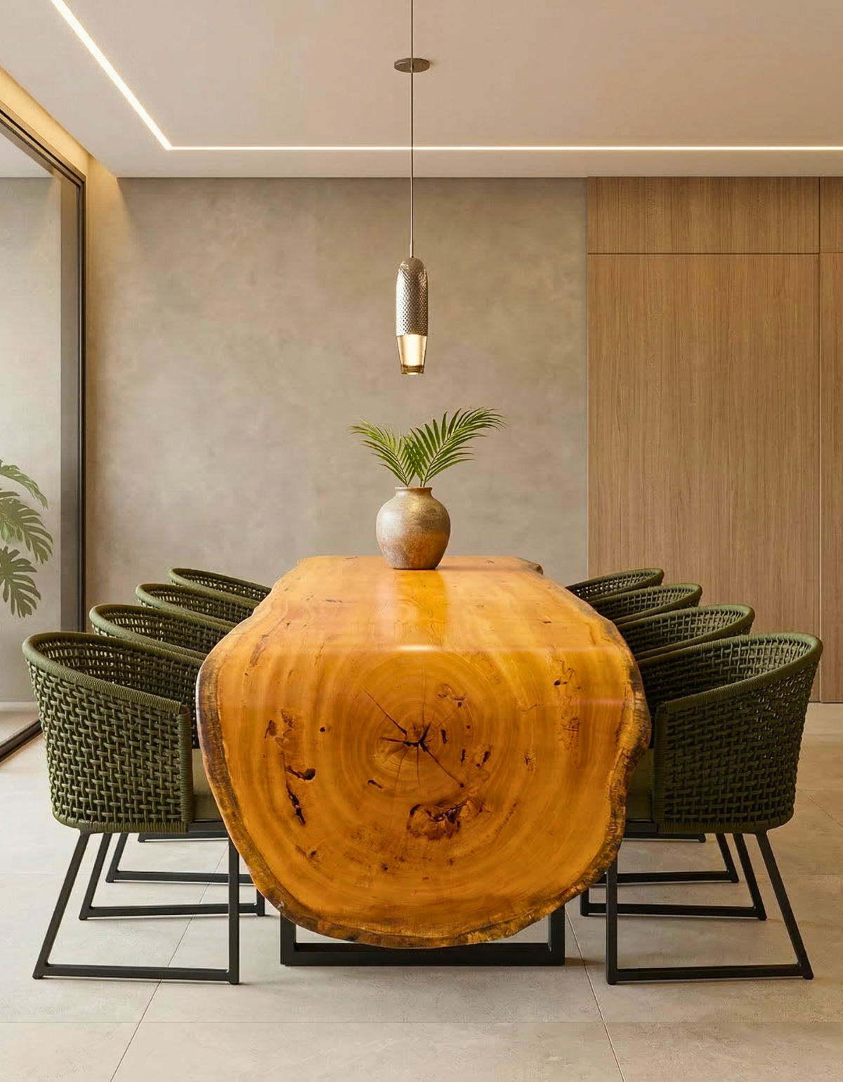 Mesa de Jantar Cascata Pequiá para 3,00m - Borda Natural Orgânica Casa Garra