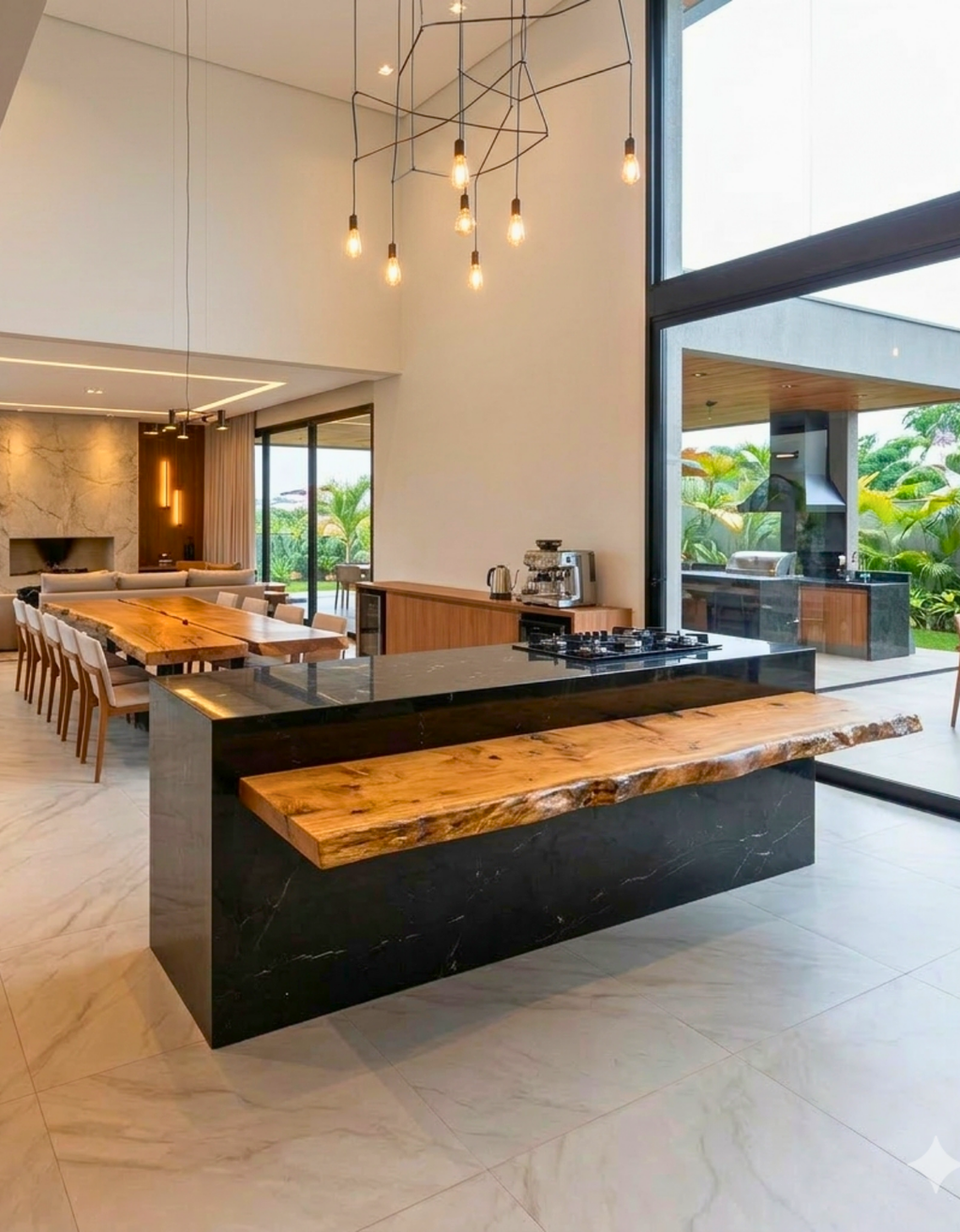 Extensão Gourmet em Madeira Maciça para Ilha de Mármore Personalize