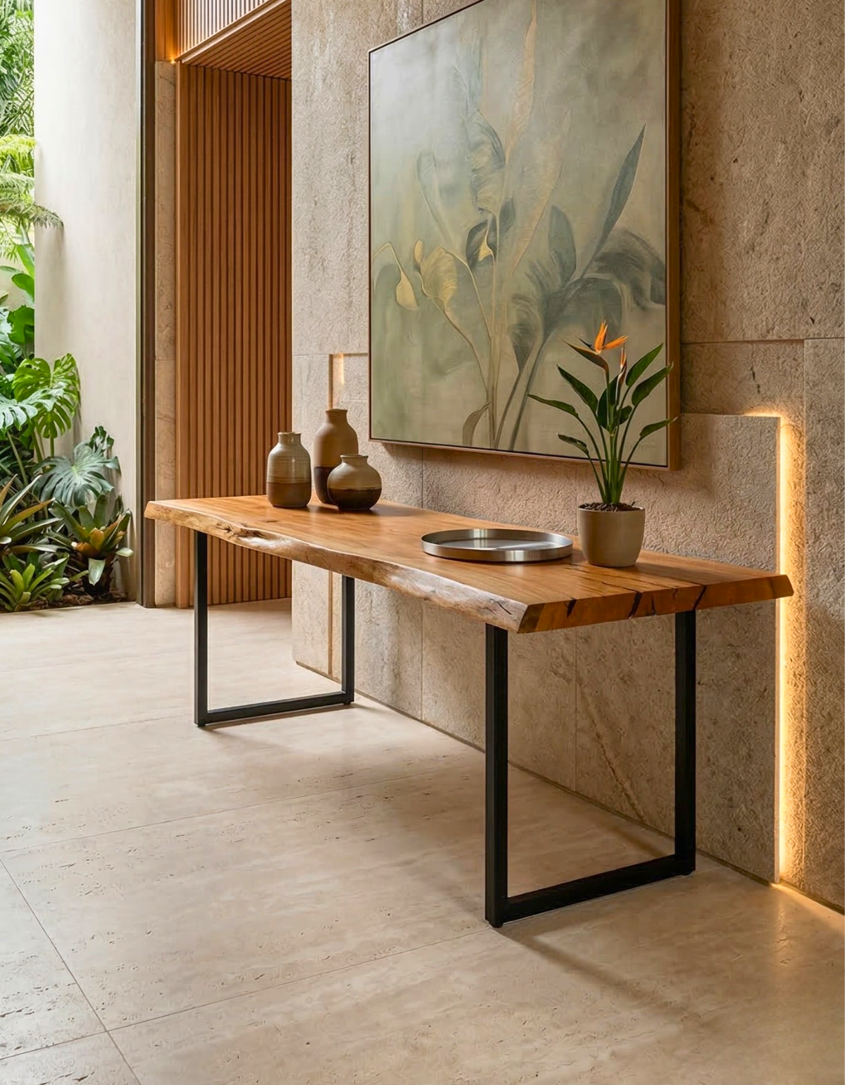 Aparador Orgânico em Madeira Maciça Pequiá - Design Borda Orgânica 1,50m x 50cm