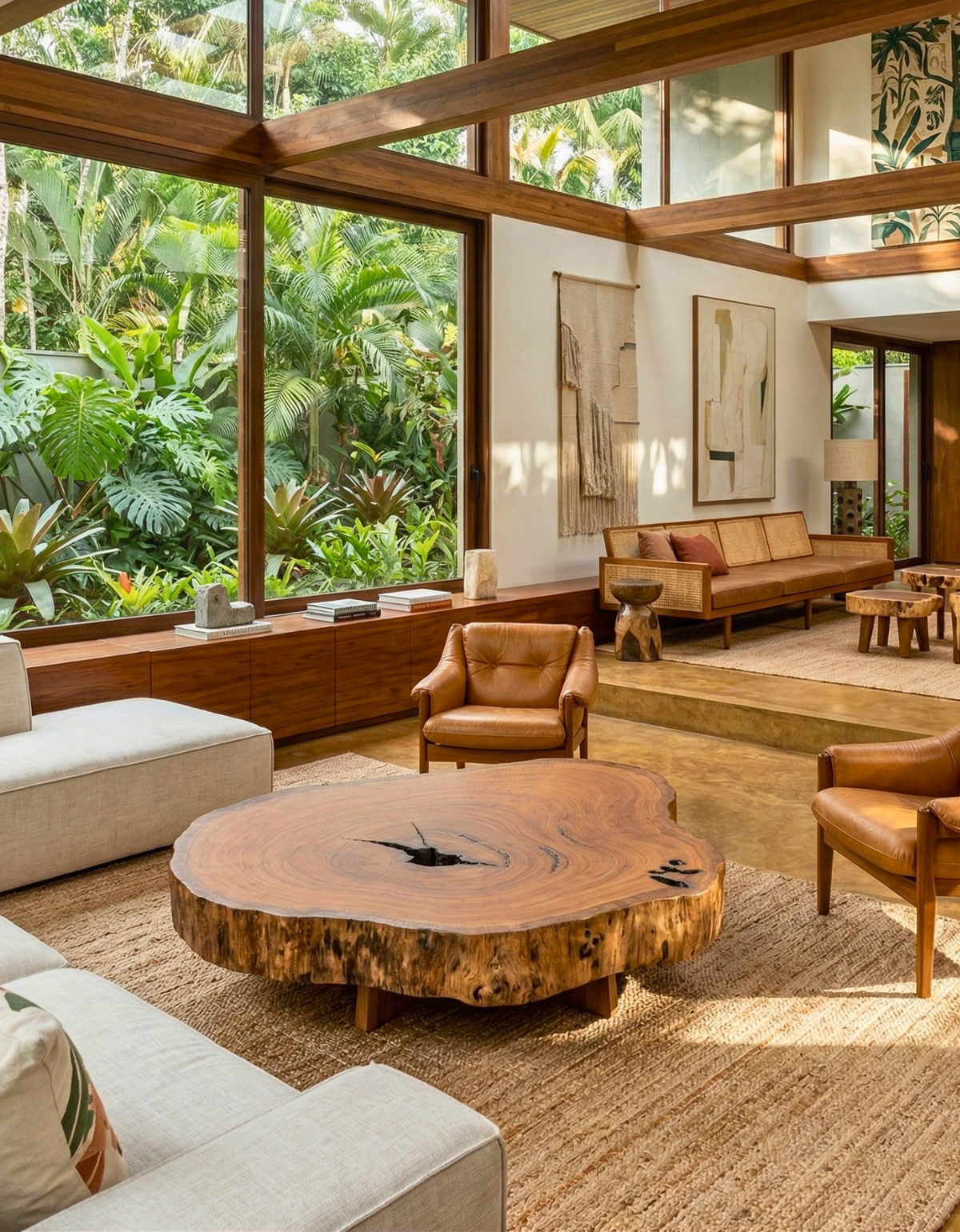 Mesa de Centro Orgânica em Madeira Maciça - Bolacha/tora Pequiá