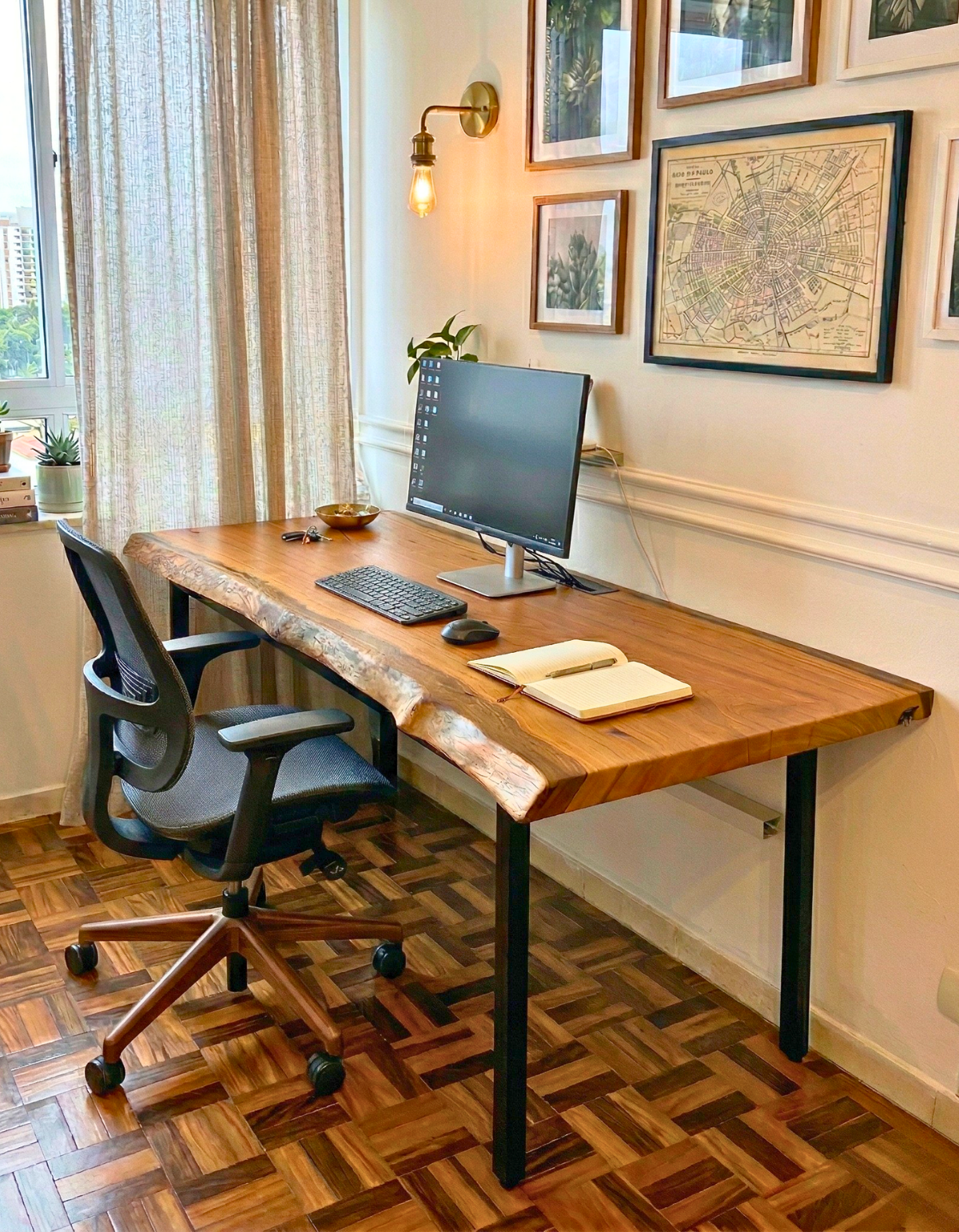 Mesa Escritório Home Office em Madeira Maciça Orgânica - 70cm x 1,60m