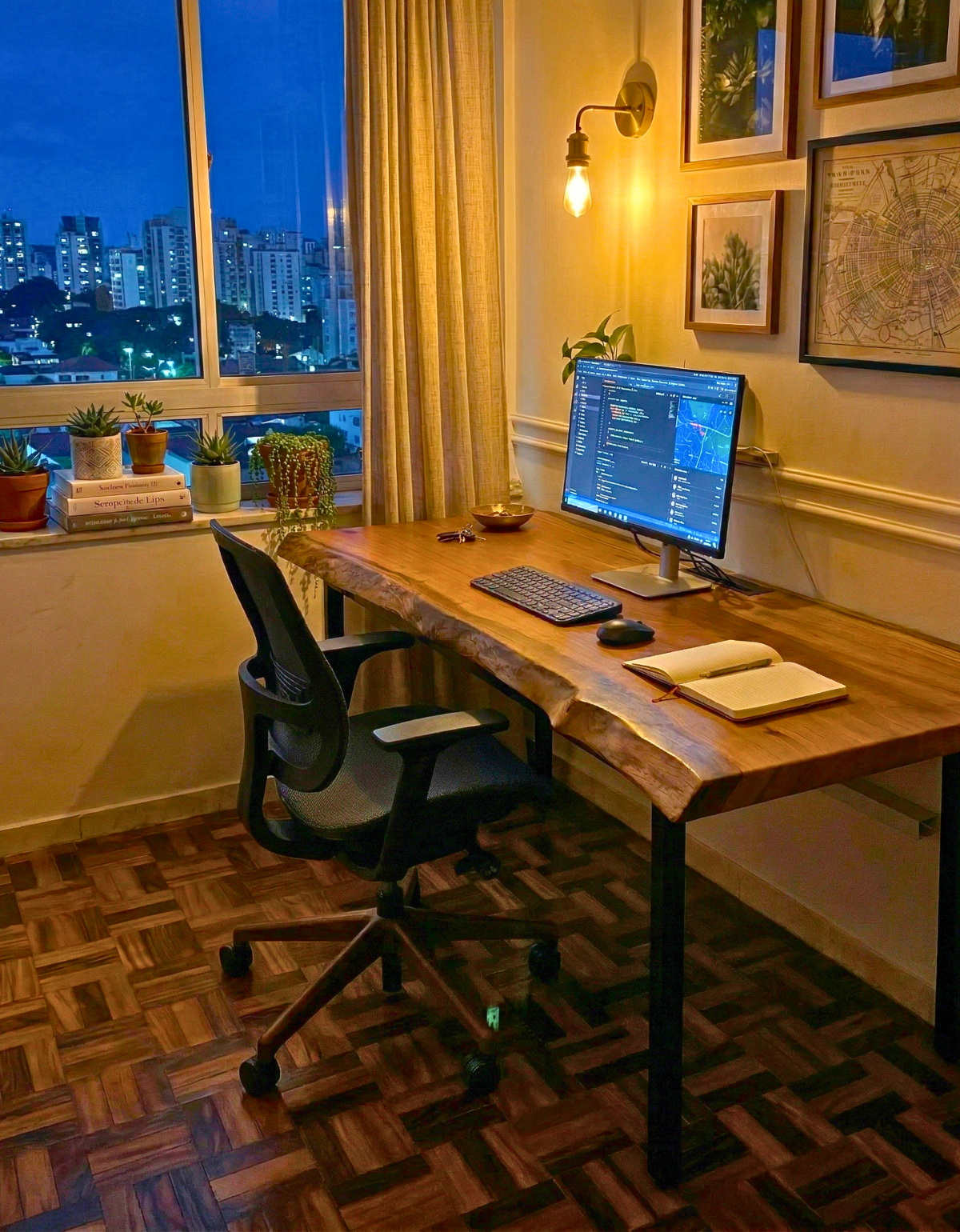 Mesa Escritório Home Office em Madeira Maciça Orgânica - 70cm x 1,60m