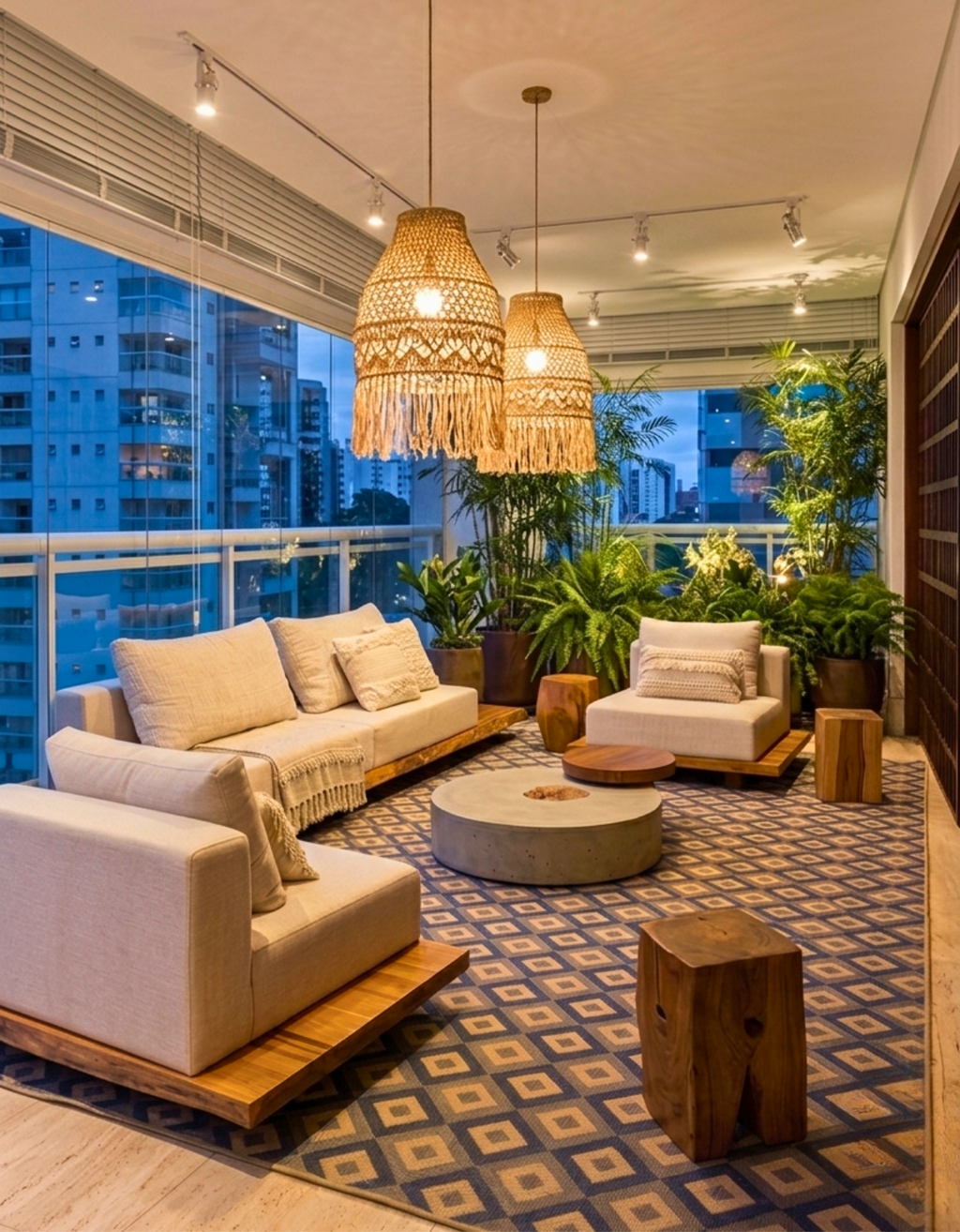Conjunto Sofá Escultural com Base em Madeira Maciça Orgânica