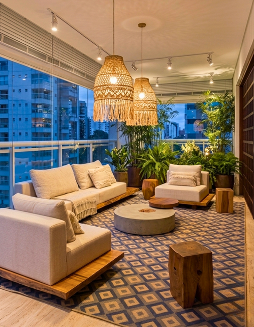Conjunto Sofá Escultural com Base em Madeira Maciça Orgânica