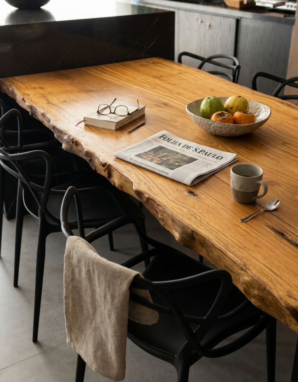 Mesa Extensão Gourmet em Madeira Maciça para Ilha de Cozinha Integrada - 2,40 x 95cm