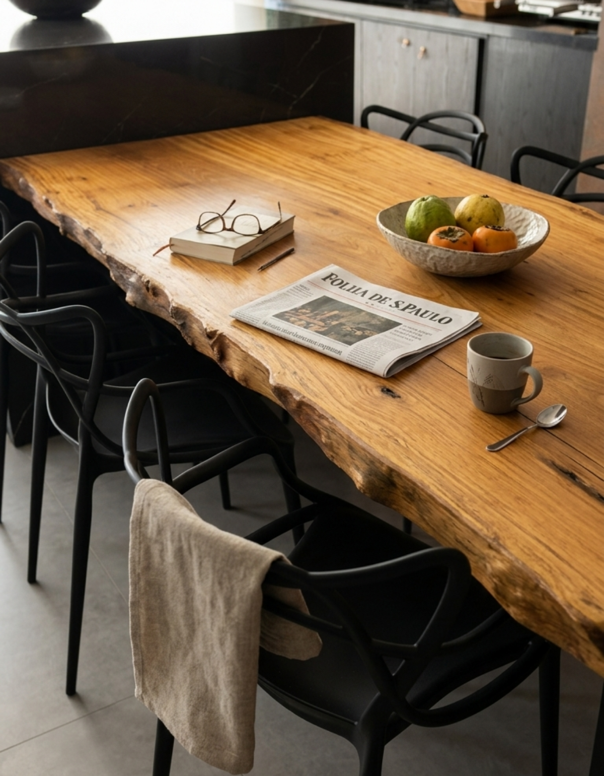 Mesa Extensão Gourmet em Madeira Maciça para Ilha de Cozinha Integrada - 2,40 x 95cm