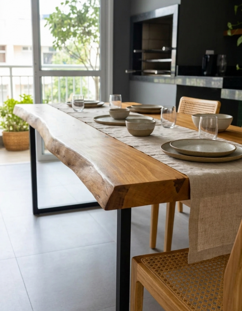 Mesa de Jantar para 6 Pessoas - Pequiá com Borda Natural