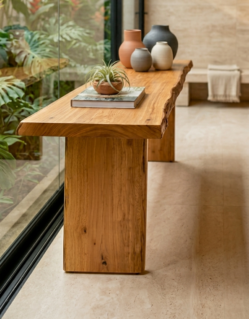Aparador Orgânico em Madeira Maciça Pequiá - Design Borda Orgânica 2,00m x 50cm