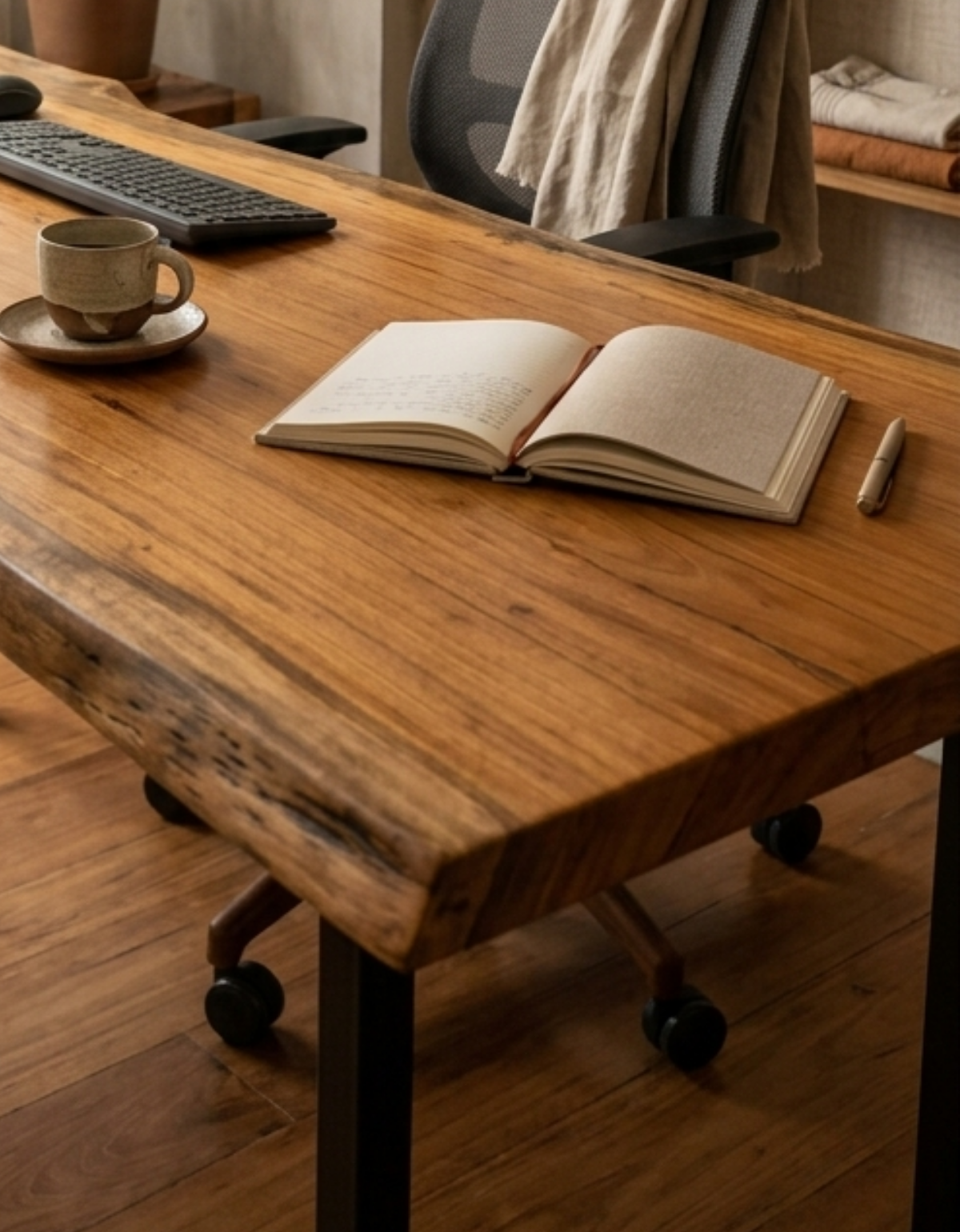Escrivaninha Home Office em Madeira Maciça Orgânica - 80cm x 1,80m
