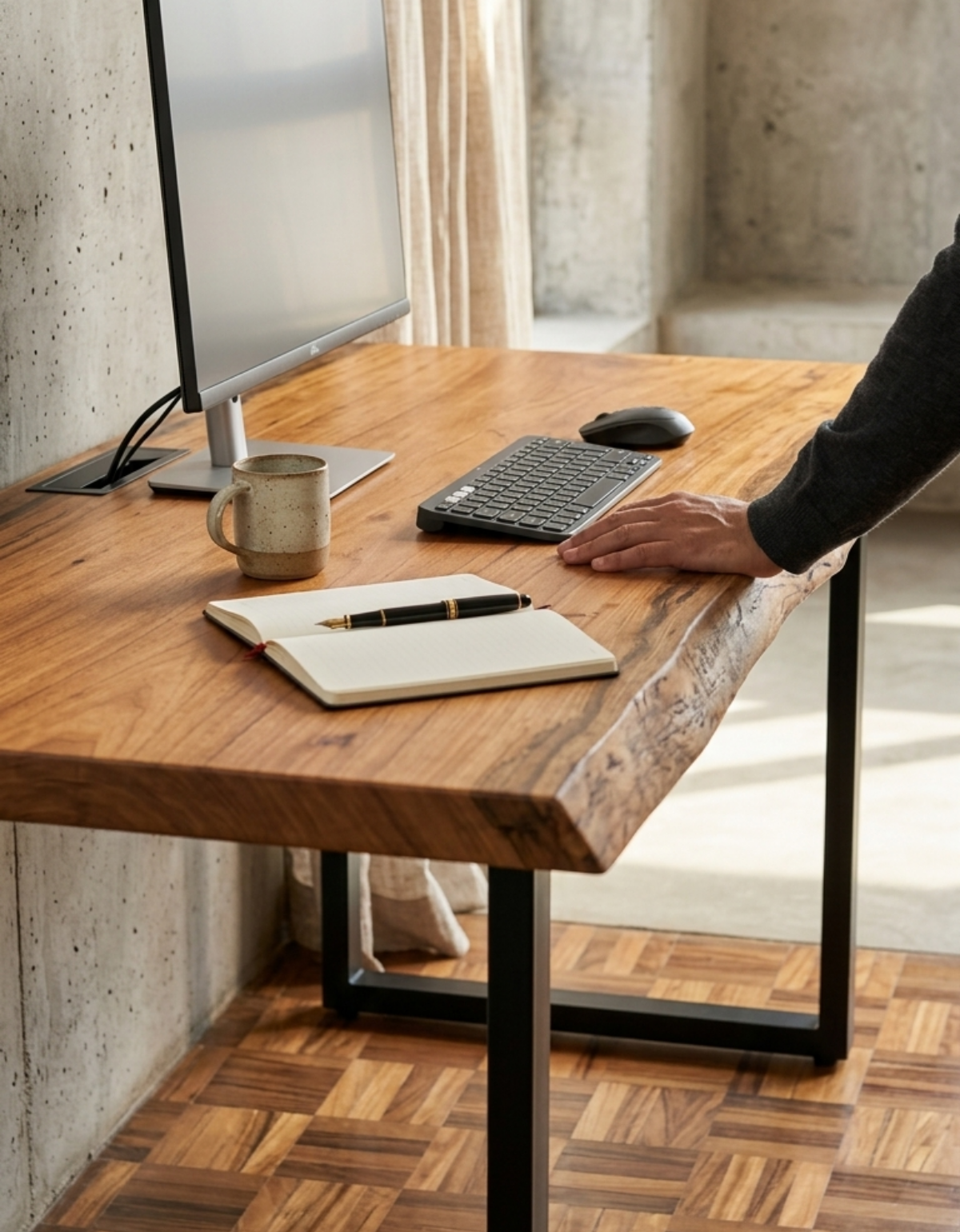 Mesa Escritório Home Office em Madeira Maciça Orgânica - 70cm x 1,60m