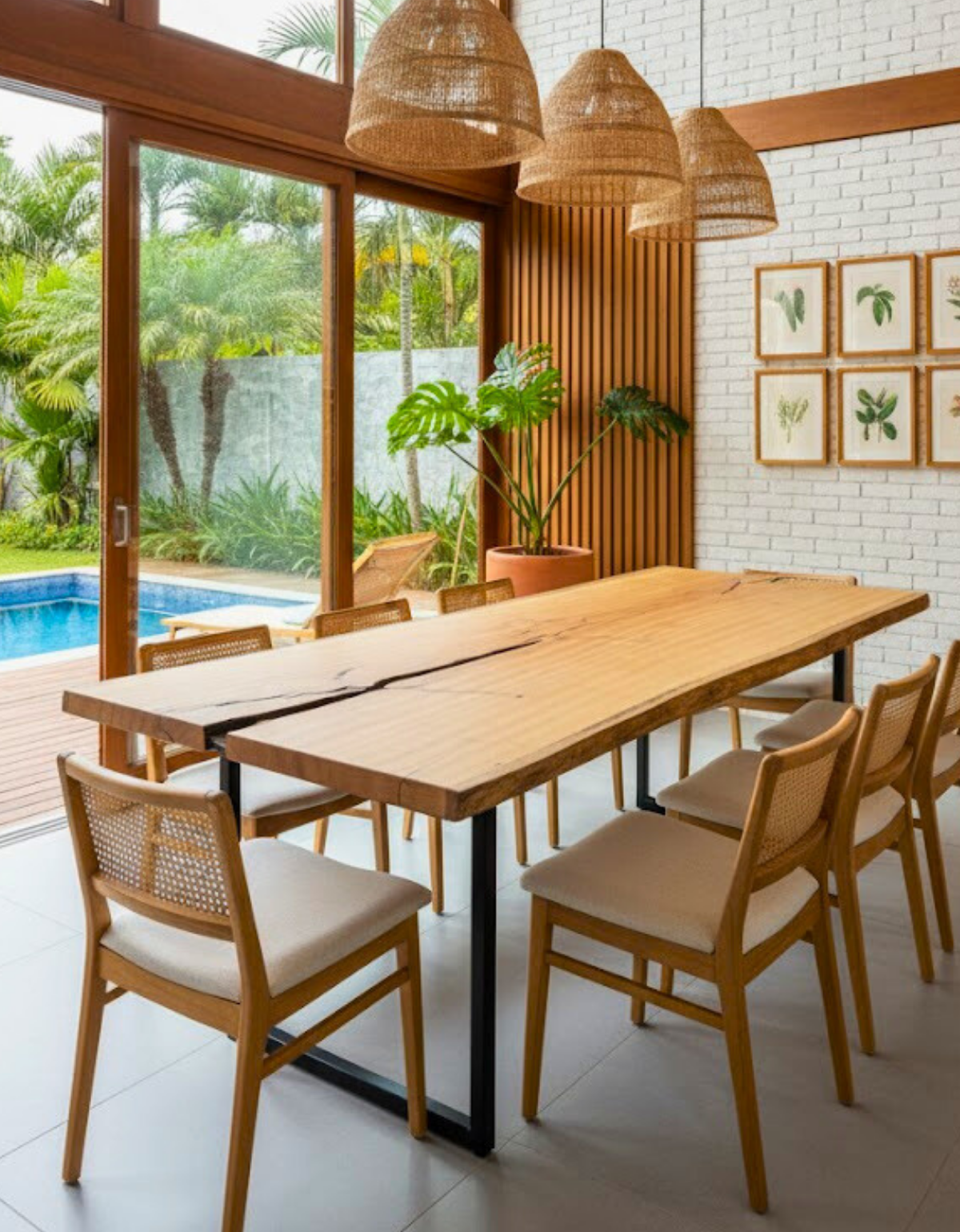 Mesa de Jantar para 8 Pessoas - Pequiá com Borda Natural