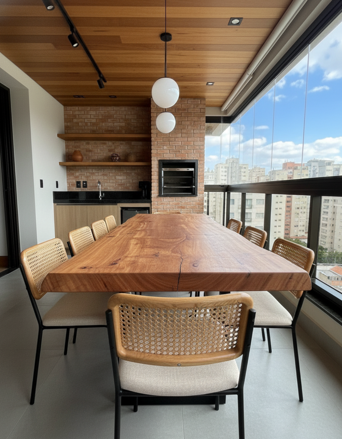 Mesa de Jantar para 10 Pessoas - Pequiá com Borda Natural