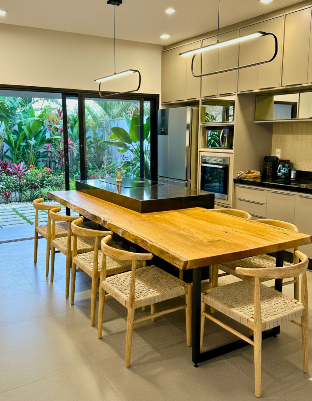 Extensão Gourmet em Madeira Maciça para Ilha de Mármore Personalize