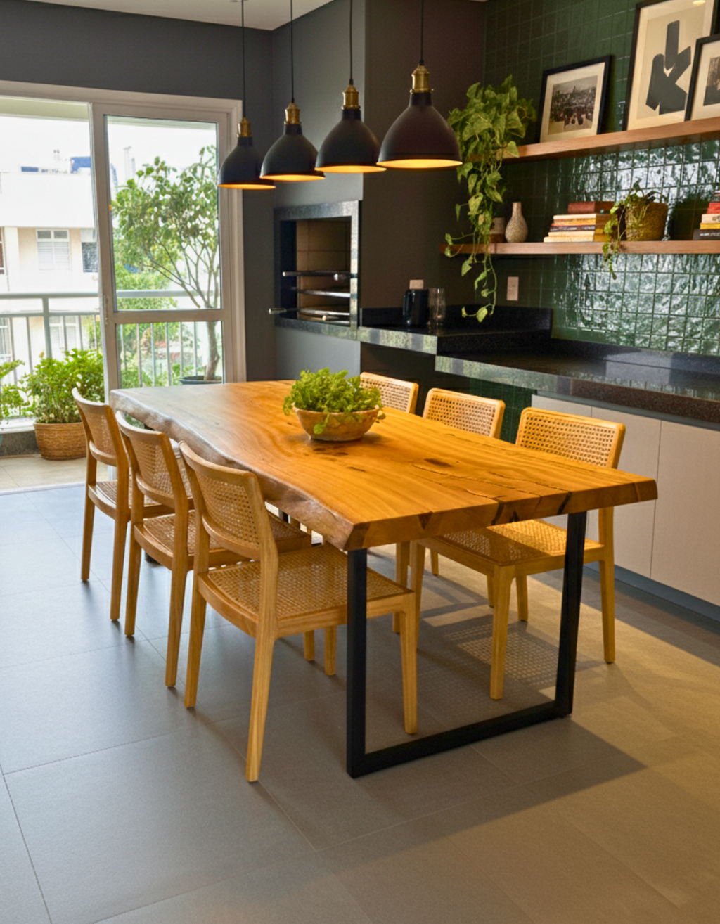 Mesa de Jantar para 6 Pessoas - Pequiá com Borda Natural