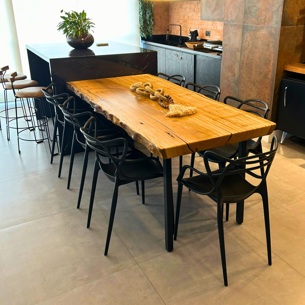Extensão Gourmet em Madeira Maciça para Ilha de Cozinha Integrada - 2,40 x 95cm