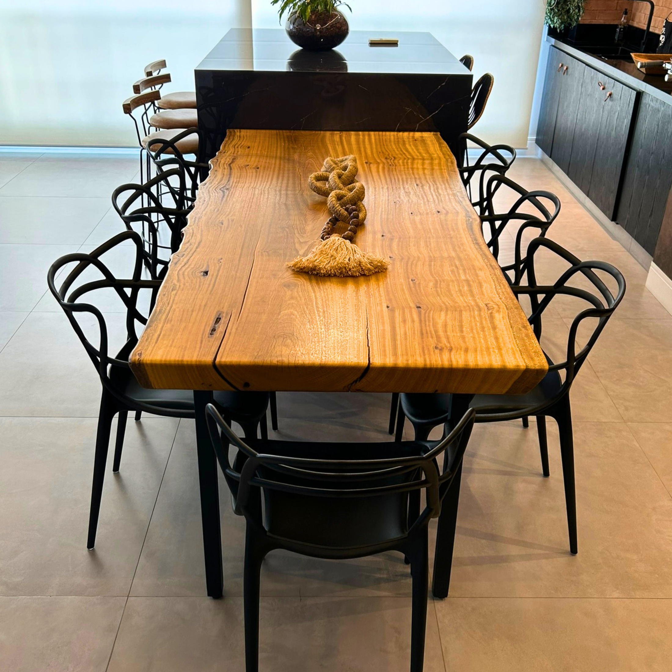 Extensão Gourmet em Madeira Maciça para Ilha de Cozinha Integrada - 2,40 x 95cm
