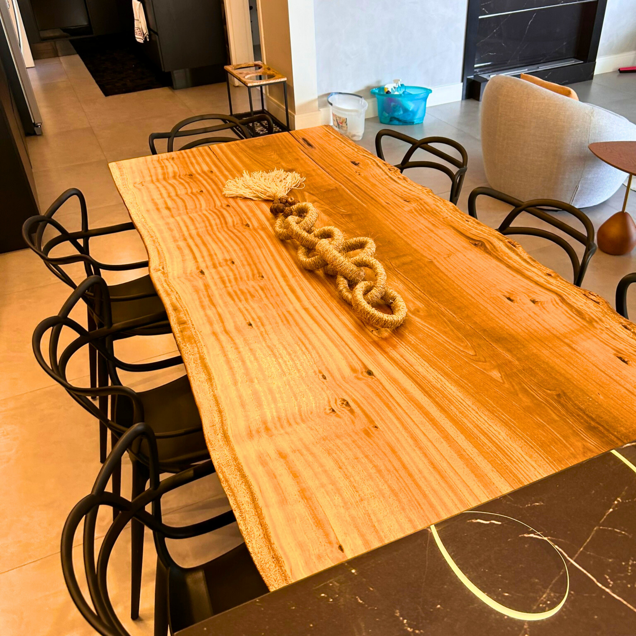 Extensão Gourmet em Madeira Maciça para Ilha de Cozinha Integrada - 2,40 x 95cm