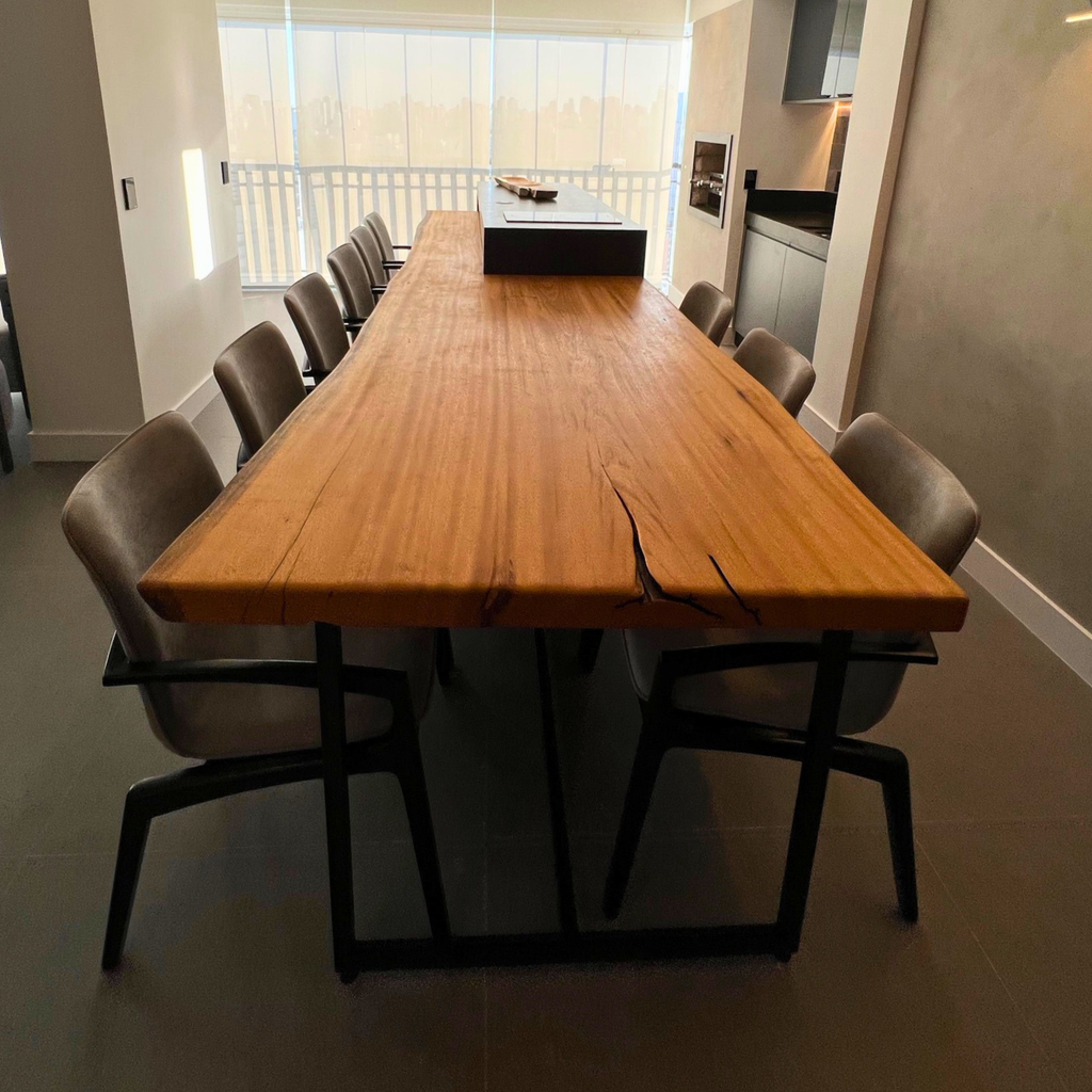 Tampo Orgânico com Borda Natural para Ilha - Design Biofílico de Luxo 4,00m x 1,00m