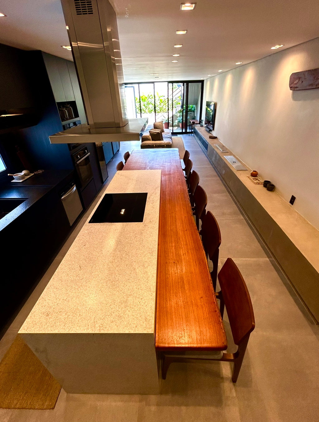 Extensão Gourmet em Madeira Maciça para Ilha de Cozinha Integrada - 4,50 x 1,20m